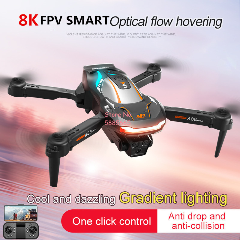Rc Helicopter Electric - 8K航空写真撮影 オプティカルフローポジショニング FPV RCドローン 4CH カラフル照明