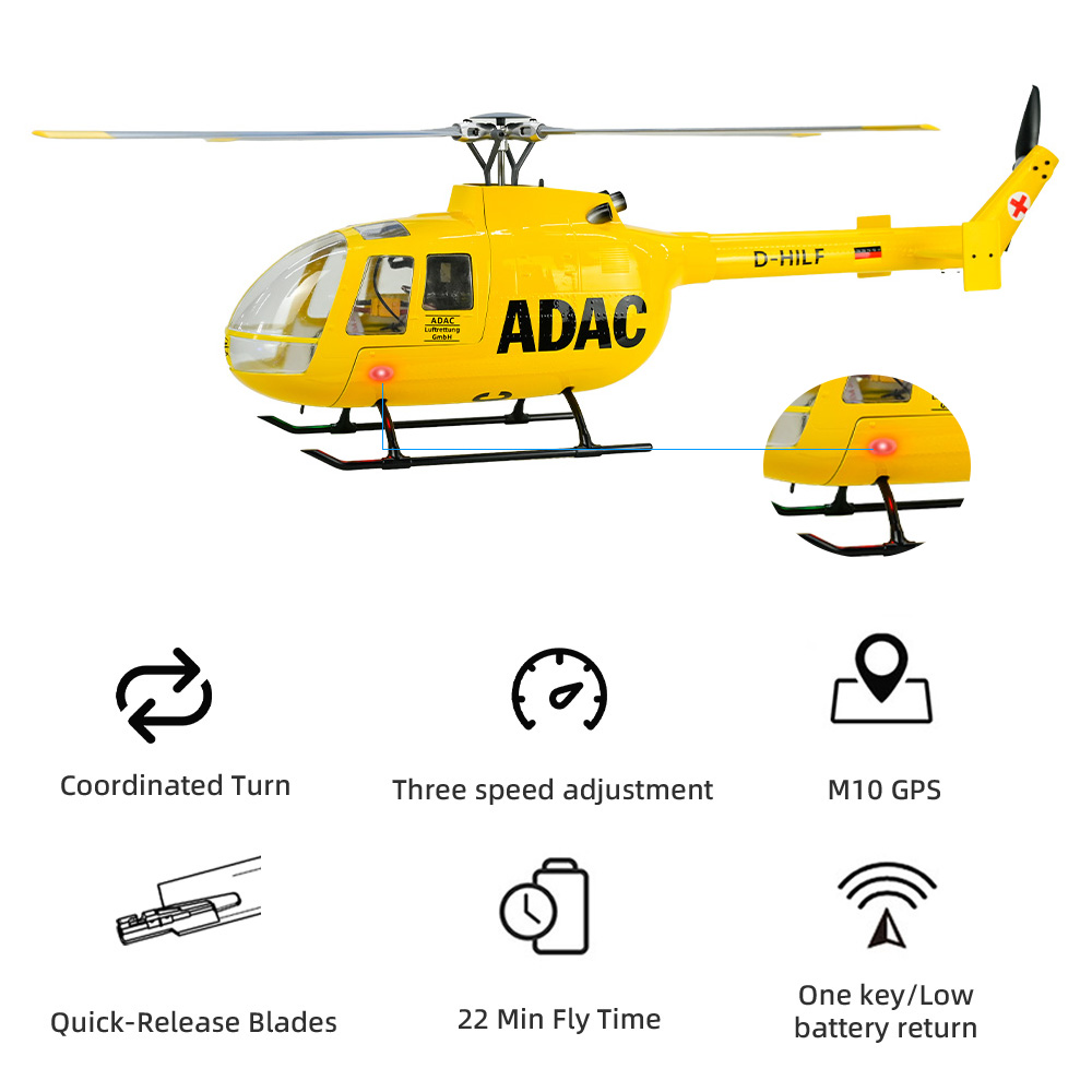 Rc Helicopter Charger - FLY WING BO105 スケールヘリコプター LEDライト付き ACE