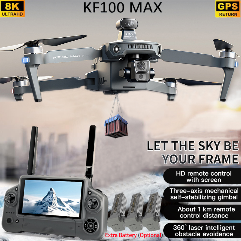 Rc Helicopter Electric - KF100 MAX GPSドローン 4Kカメラ 3軸ジンバル WIFI障害物回避