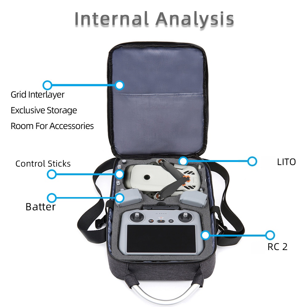 Rc Helicopter Bag - 保護バッグ DJI Lito X1/Lito1 (RC2/RC-N3) シングルショルダーバッグ、オーガナイザークロスボディバッグアクセサリー