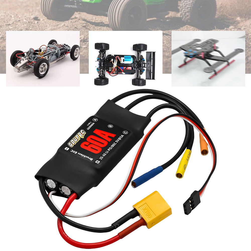 60A ブラシレス ESC 2-6S 電動スピードコントロー - Rc Helicopter Electric のレビューと価格